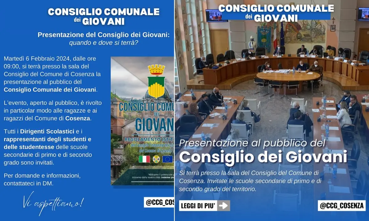Cosenza, il consiglio comunale dei giovani si presenta alla città