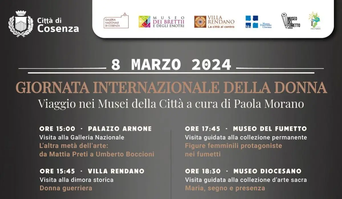 Cosenza, ingresso gratuito nei musei per le donne: iniziativa per l'8 marzo