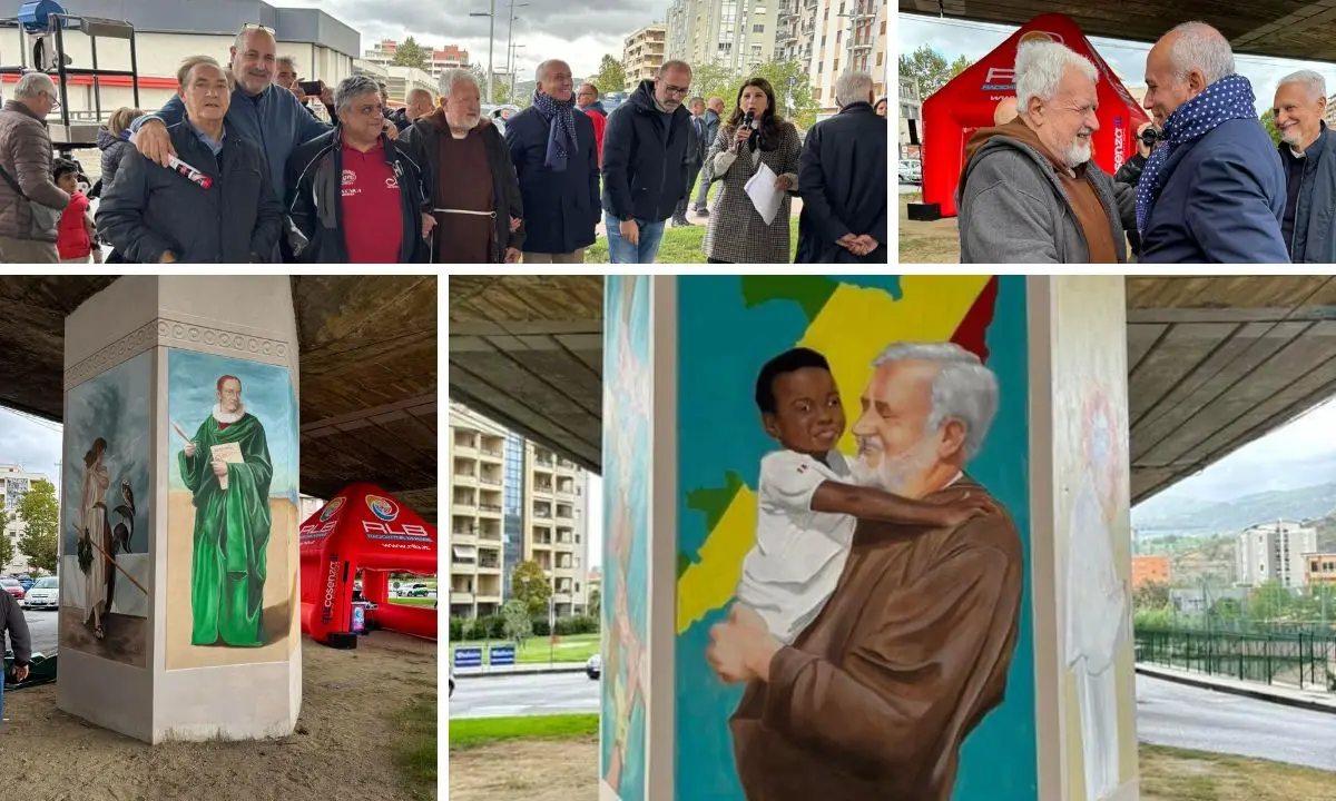 Murales a Cosenza, ecco quelli dedicati a Bernardino Telesio e Padre Fedele | FOTO