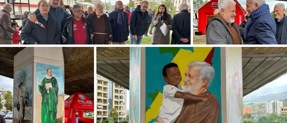 Murales a Cosenza, ecco quelli dedicati a Bernardino Telesio e Padre Fedele | FOTO