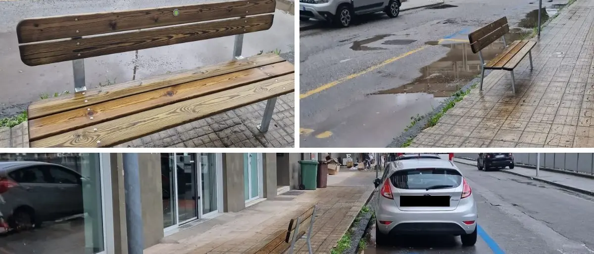Cosenza, un lettore: «Installata una panchina davanti al parcheggio riservato ai disabili»