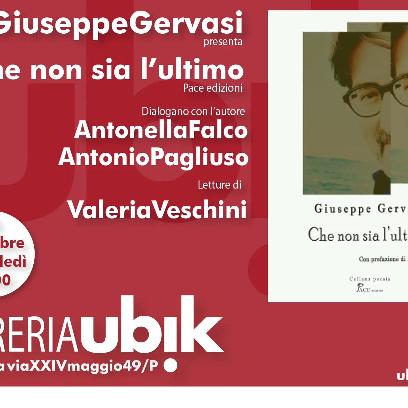 Un'immersione nella poesia con Giuseppe Gervasi. Mercoledì alla Ubik \"Che non sia l'ultimo\"
