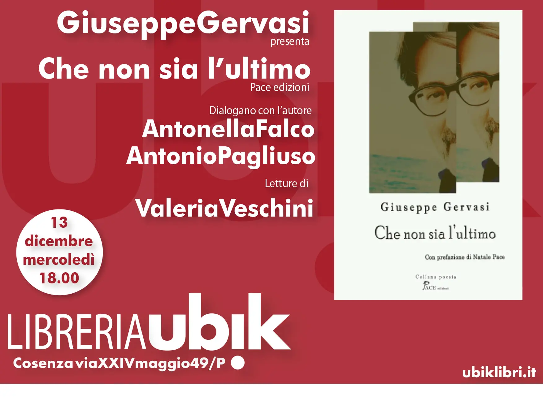 Un'immersione nella poesia con Giuseppe Gervasi. Mercoledì alla Ubik \"Che non sia l'ultimo\"