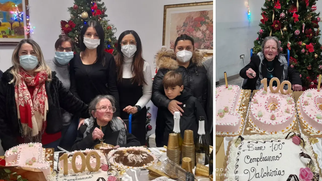 Mendicino festeggia la centenaria Valchiria Capizzano: mega torta con amici e parenti