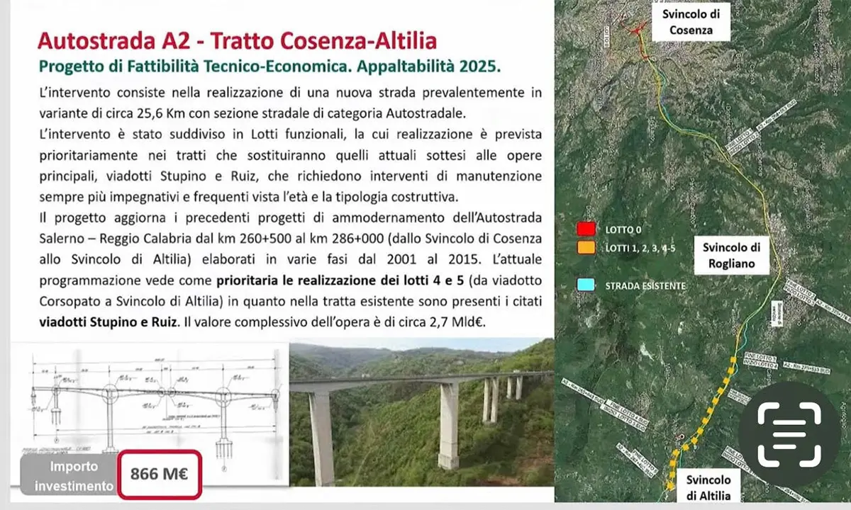 Autostrada, in arrivo un tratto nuovo di zecca per Cosenza-Altilia