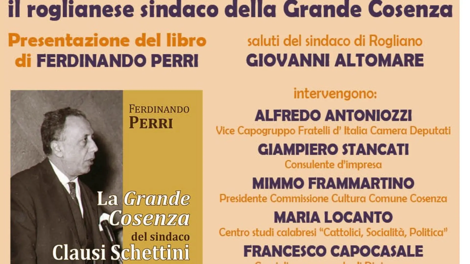 A Rogliano la presentazione della biografia di Clausi Schettini