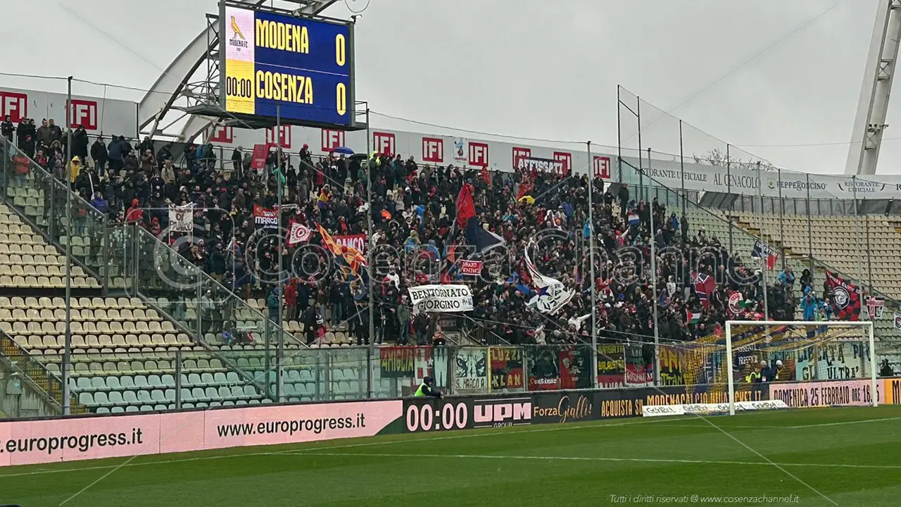 Modena-Cosenza, il dato definitivo del settore ospiti dello stadio Braglia
