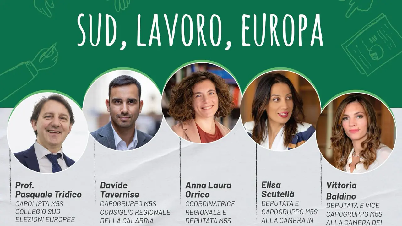 Convegno del M5S su \"Sud, lavoro, Europa\" con Tridico. Parteciperà anche Stasi