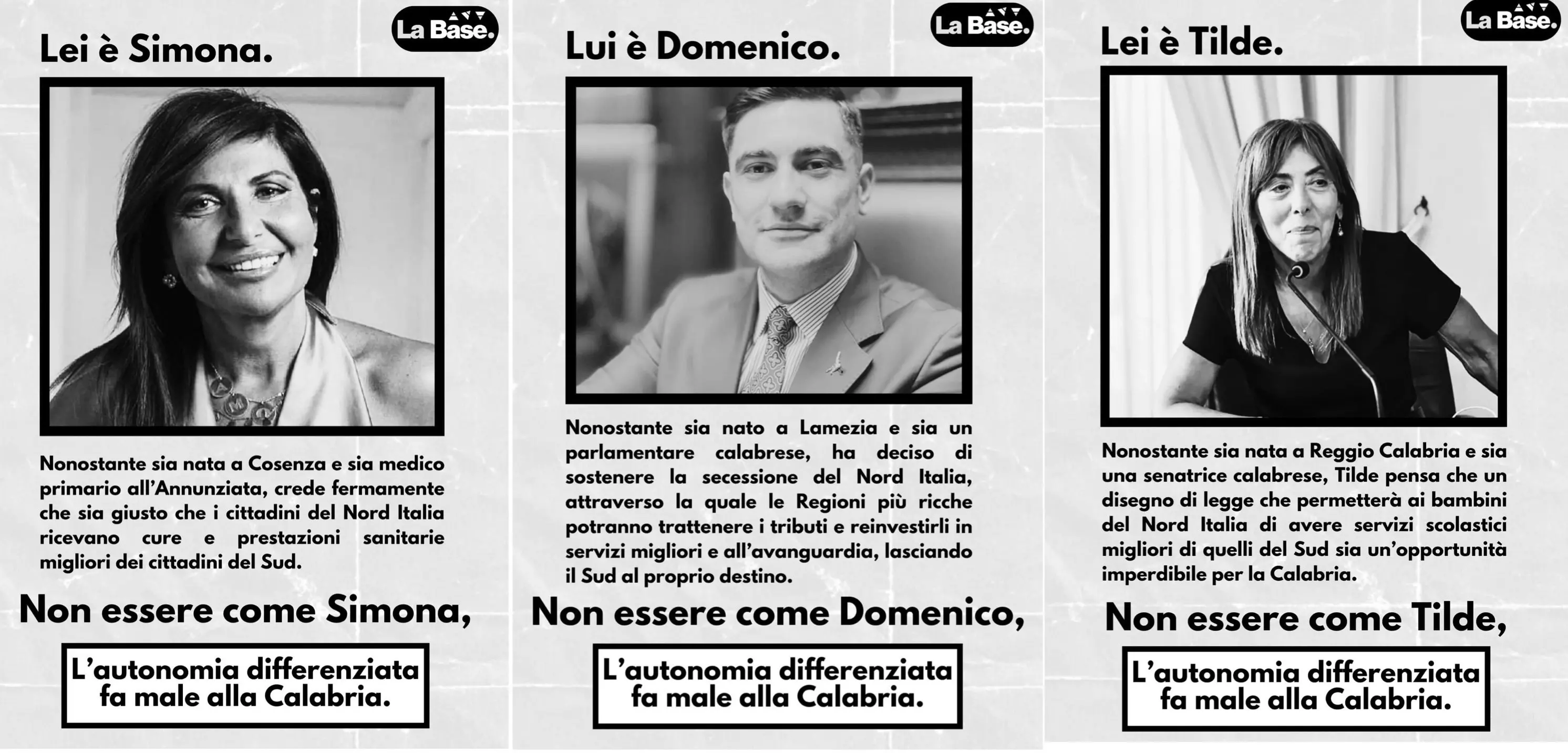 Saccomanno (Lega) contro i manifesti de La Base: «Sono di cattivo gusto»