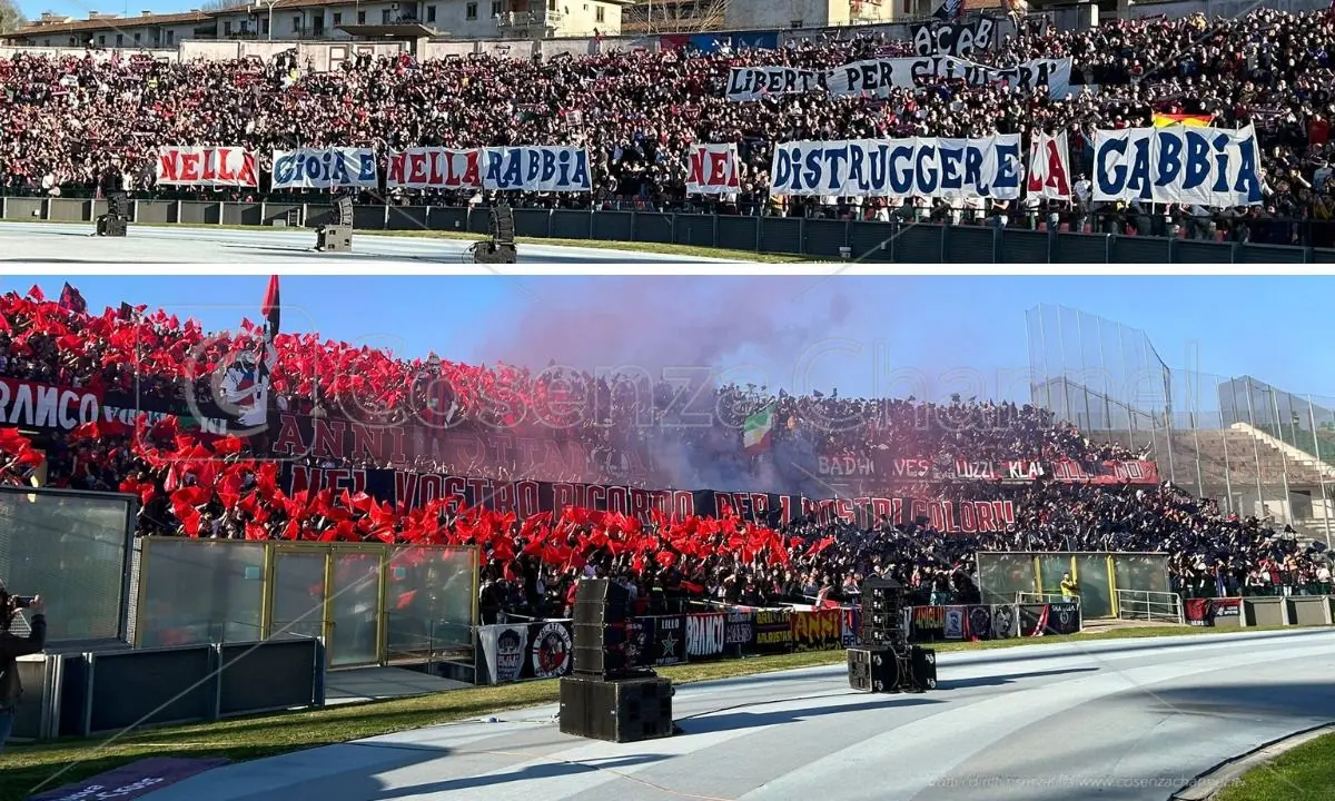 Cosenza-Catanzaro: la Curva Nord ricorda i tifosi scomparsi. \"Sud\" in protesta