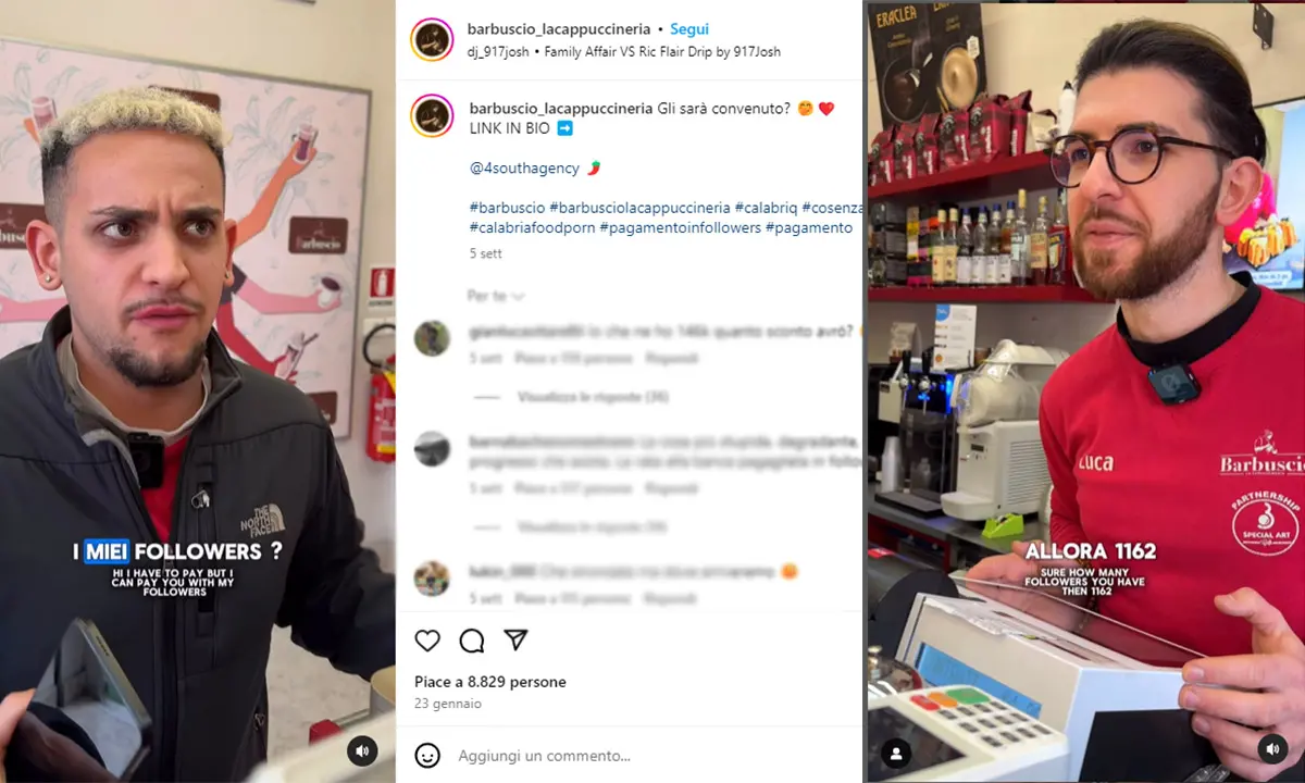 In un bar di Cosenza la colazione si paga in follower