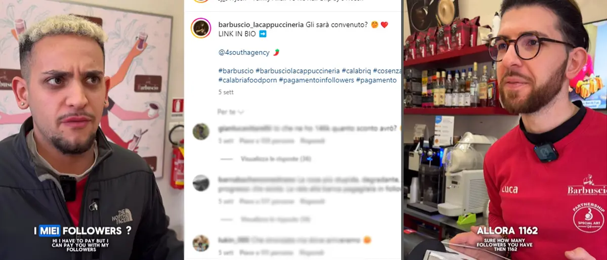 In un bar di Cosenza la colazione si paga in follower