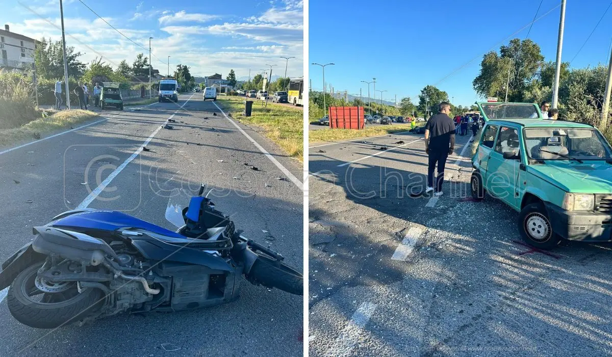 Rende, impatto violento tra auto e scooter: ferito il centauro