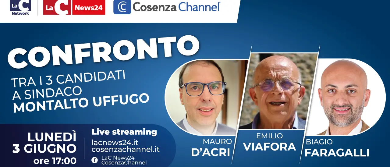 Cosenza Channel e LaC News24 a Montalto Uffugo per il confronto tra i candidati a sindaco