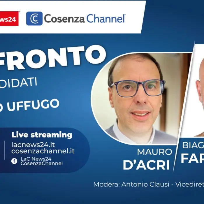 Montalto Uffugo al ballottaggio, confronto in diretta tra Faragalli e D'Acri su Cosenza Channel e LaC News24