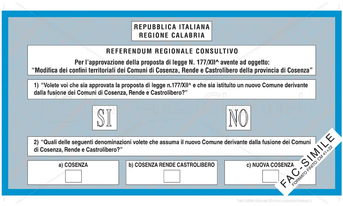 Oggi il referendum per la creazione della città unica tra Cosenza, Rende e Castrolibero