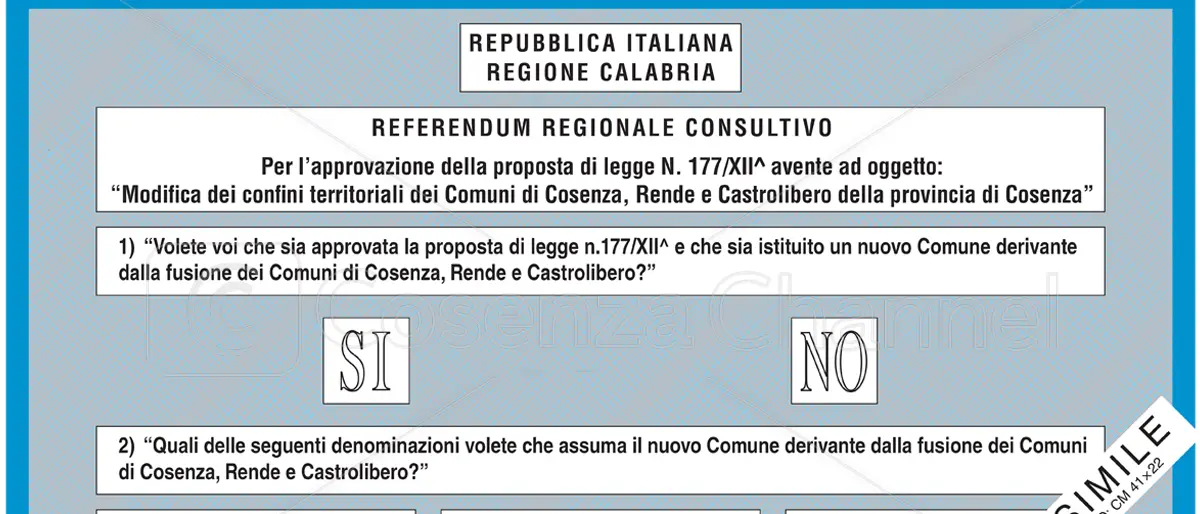 Oggi il referendum per la creazione della città unica tra Cosenza, Rende e Castrolibero