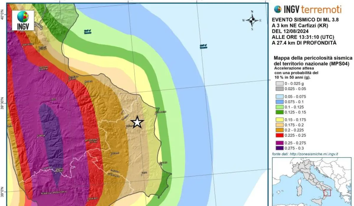 Ingv: «Oltre 275 scosse di terremoto nell'area crotonese dal 24 maggio scorso»