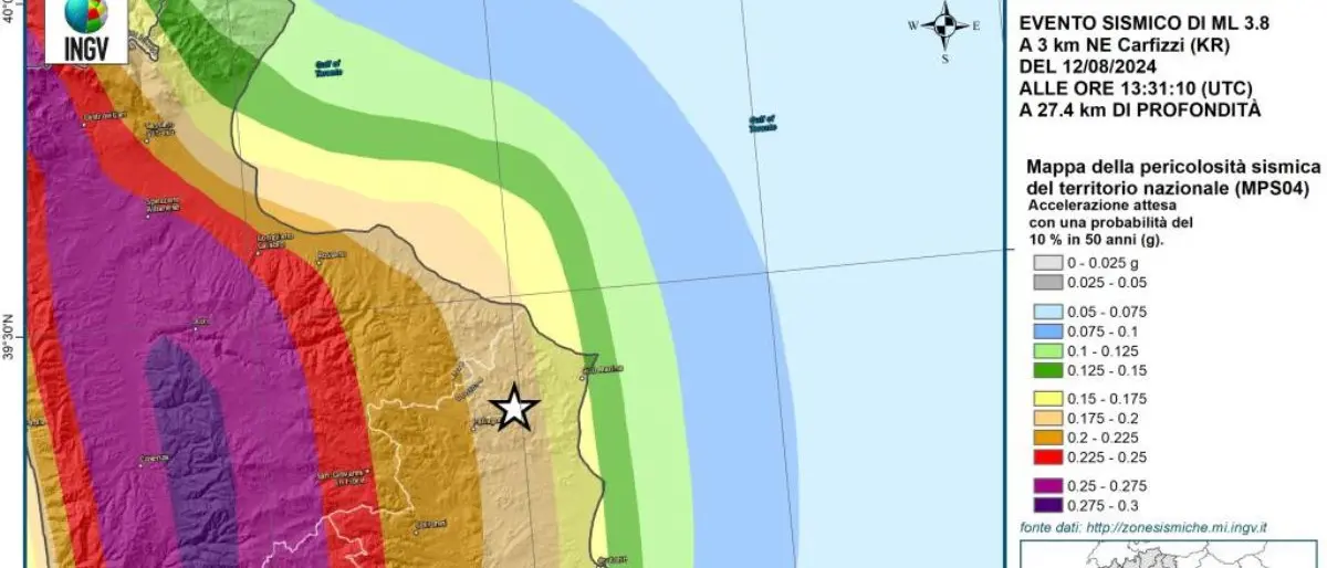 Ingv: «Oltre 275 scosse di terremoto nell'area crotonese dal 24 maggio scorso»