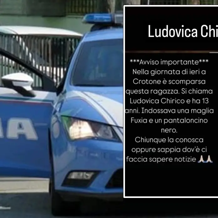 Ludovica Chirico ritrovata sana e salva, lieto fine per la ragazzina di Crotone