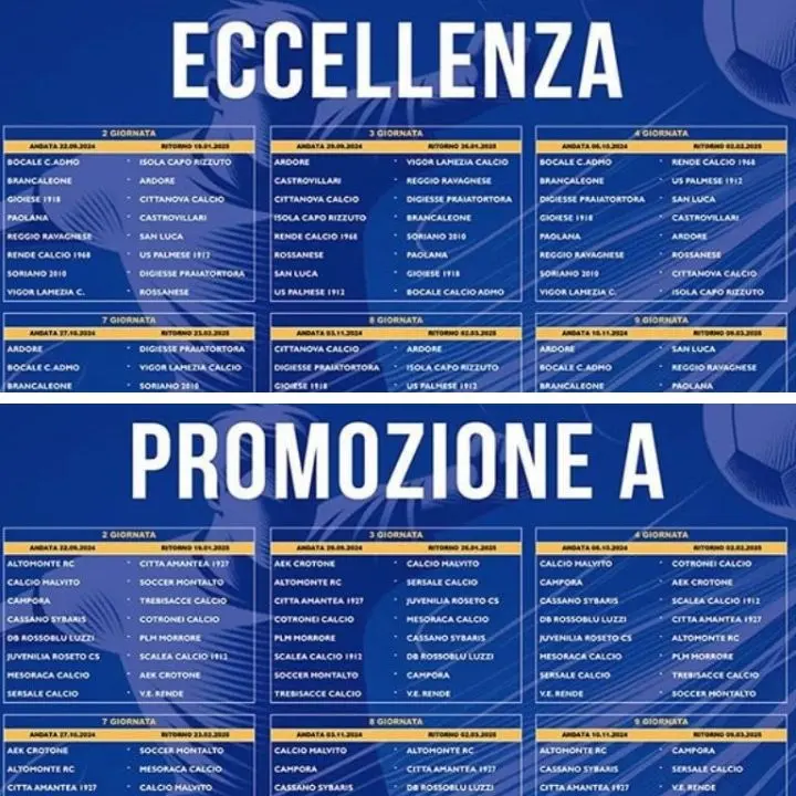 Calabria, presentati i nuovi calendari di Eccellenza e Promozione