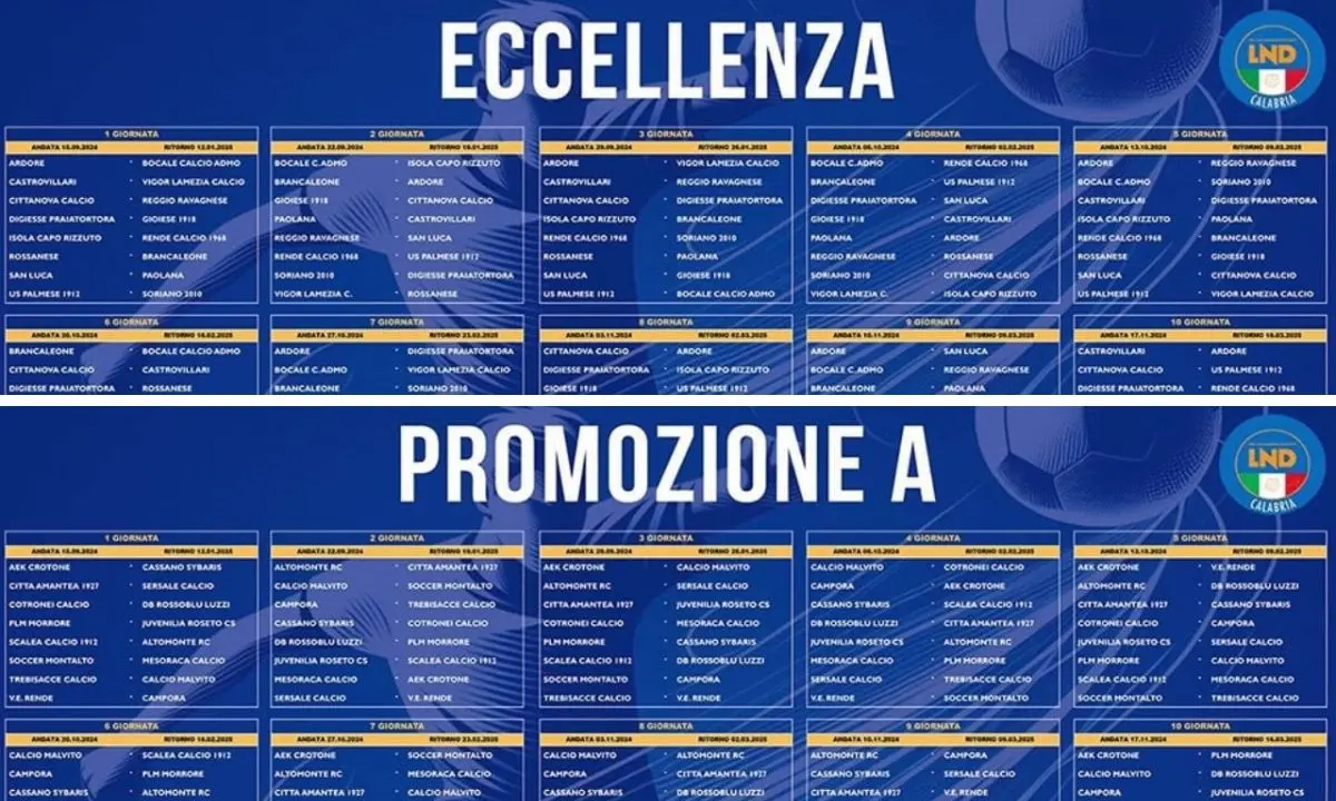 Calabria, presentati i nuovi calendari di Eccellenza e Promozione