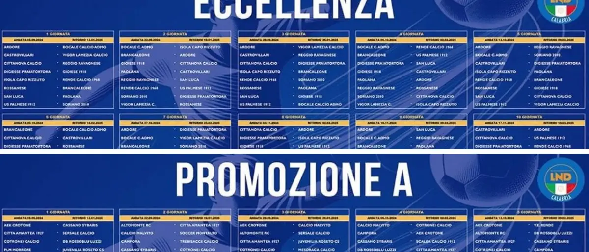 Calabria, presentati i nuovi calendari di Eccellenza e Promozione