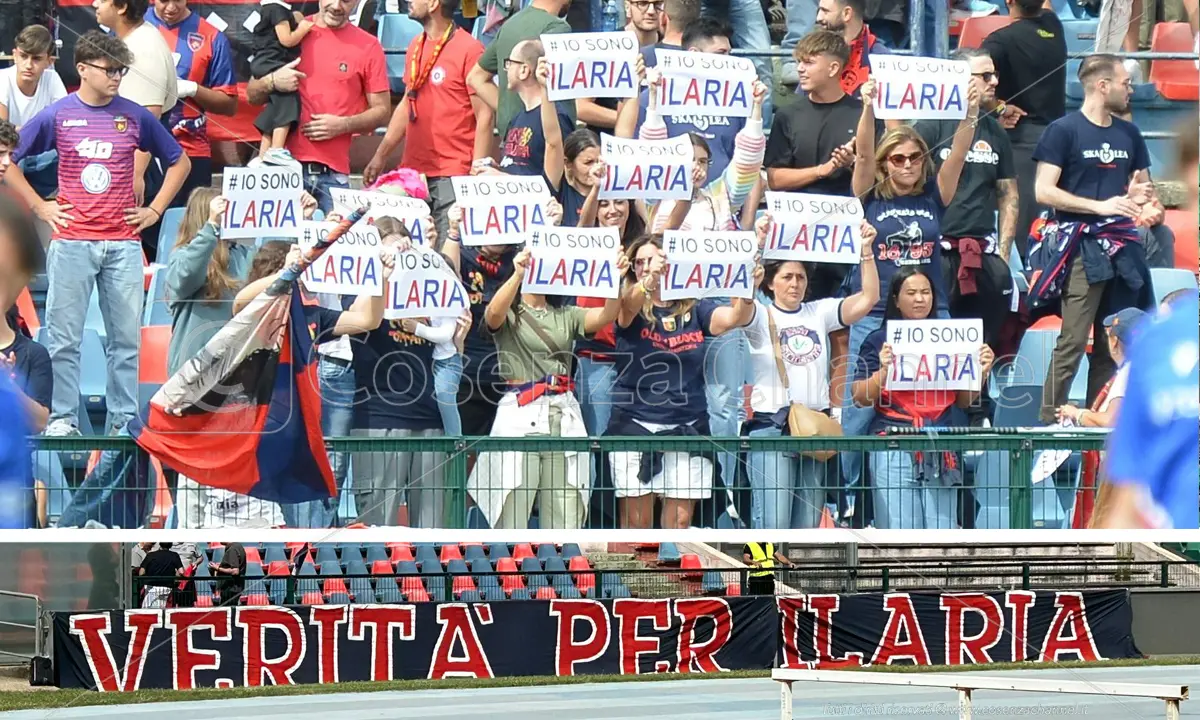 Morte Ilaria Mirabelli, durante il match del Cosenza lo striscione \"Verità\"