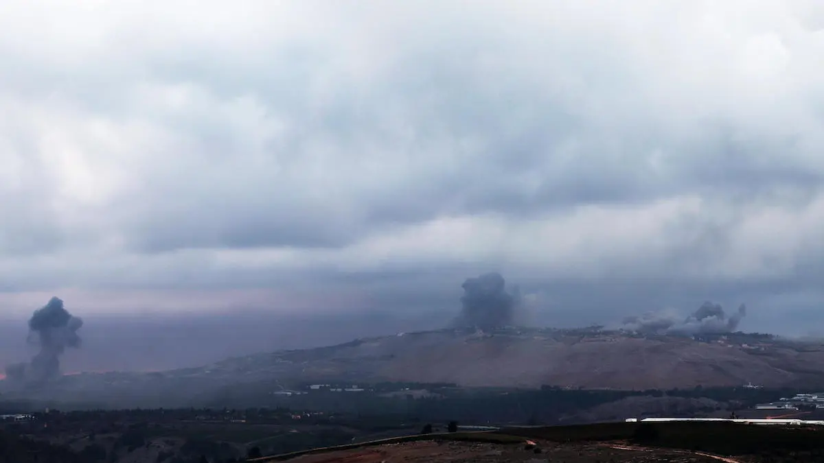 epa11635982 Smoke rises as a result of an Israeli airstrike near Maroun El Ras village in southern Lebanon, as seen from the Israeli side of the border, northern Israel, 01 October 2024. On 30 September Israel announced the beginning of a \\'limited, localized and targeted\\' ground operation against Hezbollah in southern Lebanon. EPA/ATEF SAFADI , EPA