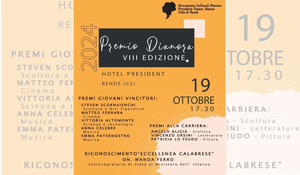 VIII Edizione del Premio Dianora, si celebrano le Eccellenze calabresi