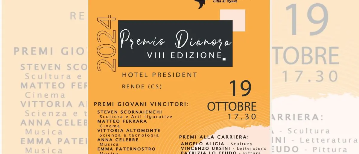 VIII Edizione del Premio Dianora, si celebrano le Eccellenze calabresi