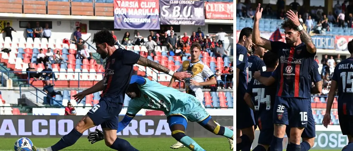 La Juve Stabia scappa ma Ricciardi la riagguanta: il Cosenza si accontenta del pari in dieci uomini