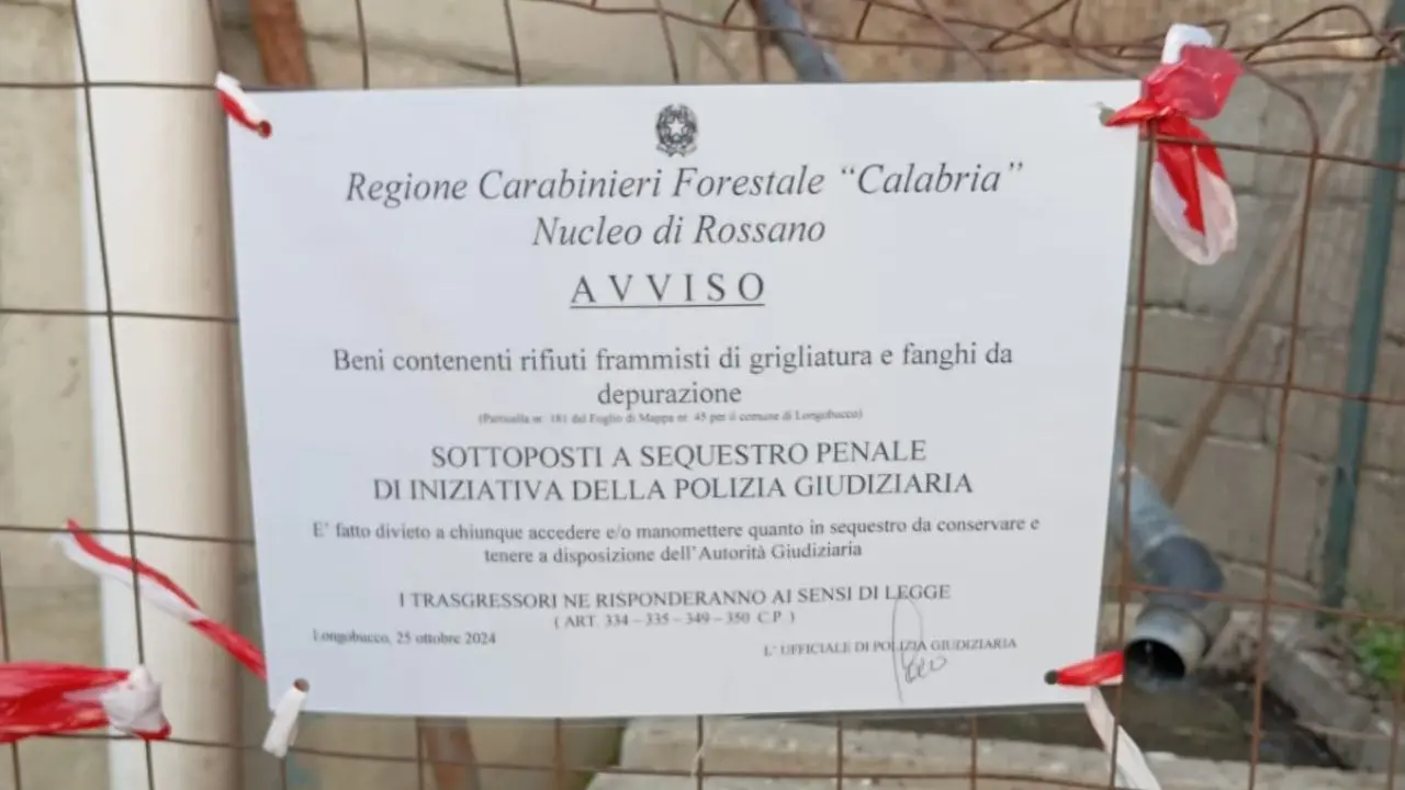 Longobucco, sigilli a cinque depuratori: rifiuti non smaltiti e scarichi illegali