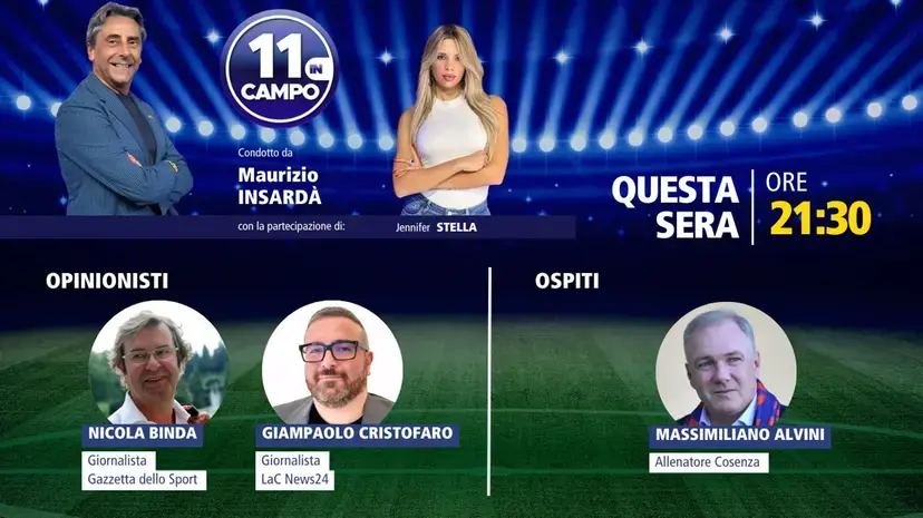 Massimiliano Alvini ospite di \"11 in campo\": appuntamento alle 21.30