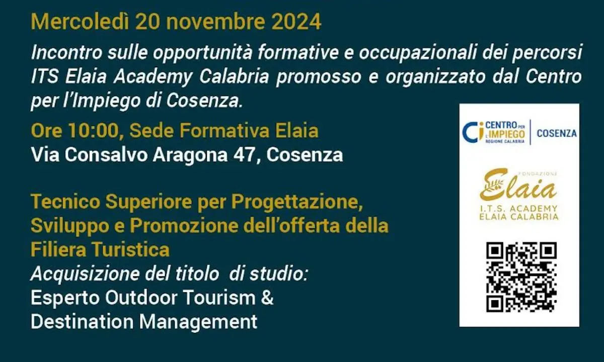 Centro per l'impiego, a Cosenza una nuova offerta formativa per il turismo