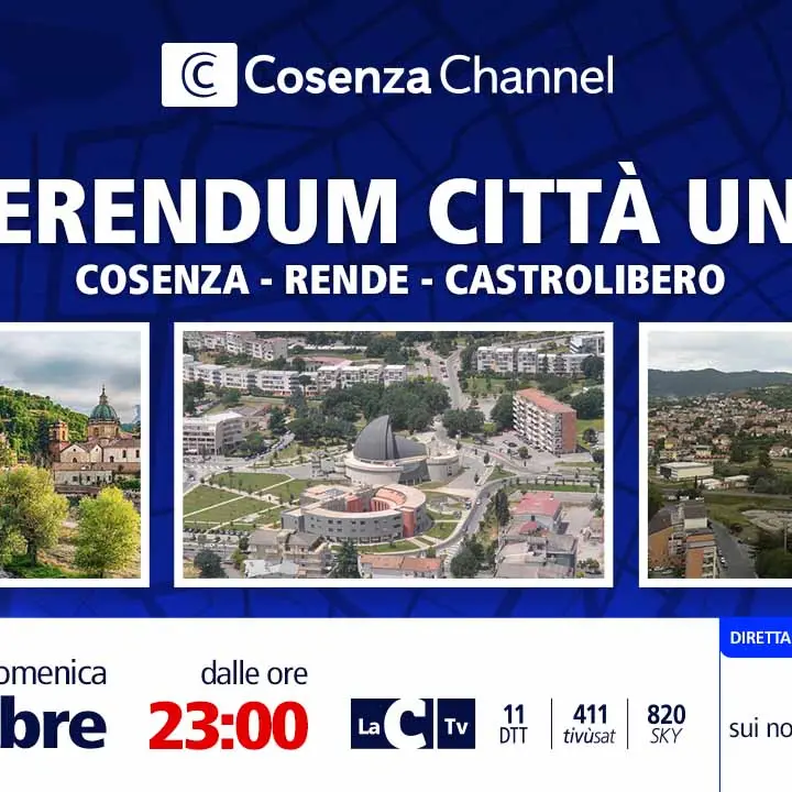 Referendum città unica, diretta speciale su LaC Tv con Cosenza Channel