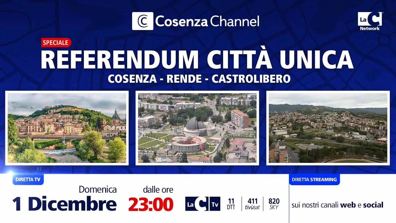 Referendum città unica, diretta speciale su LaC Tv con Cosenza Channel