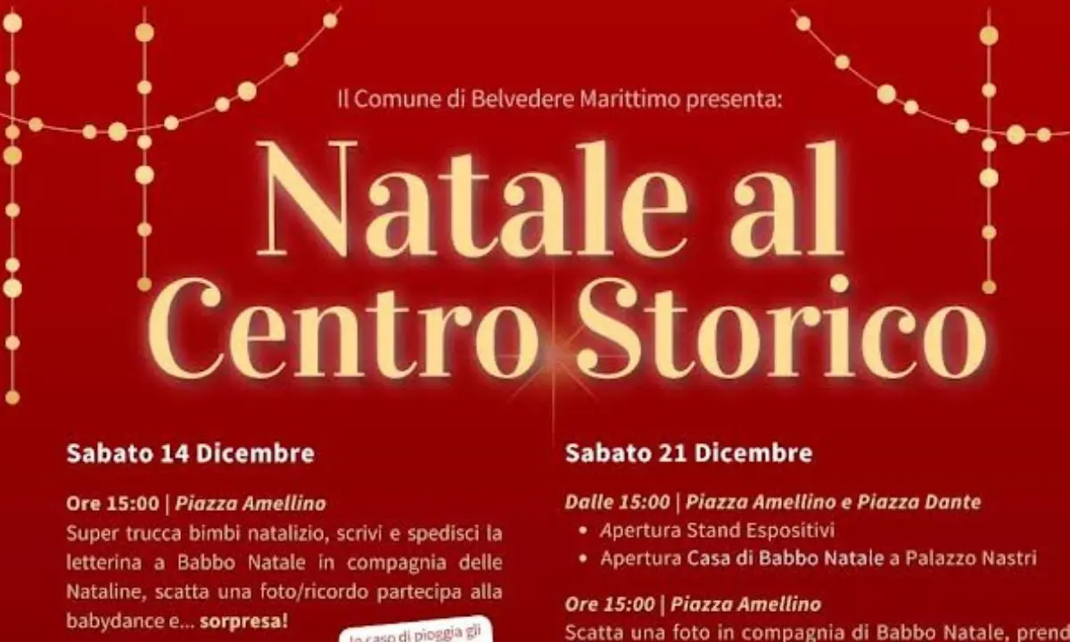 Natale al centro storico, luci e spettacoli a Belvedere Marittimo