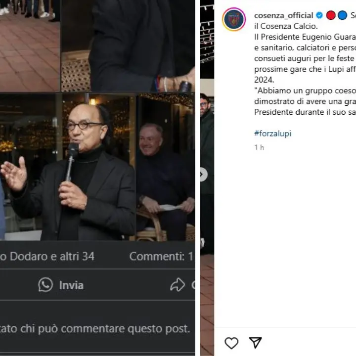 Cosenza Calcio, la società chiude i commenti sui post della Festa di Natale