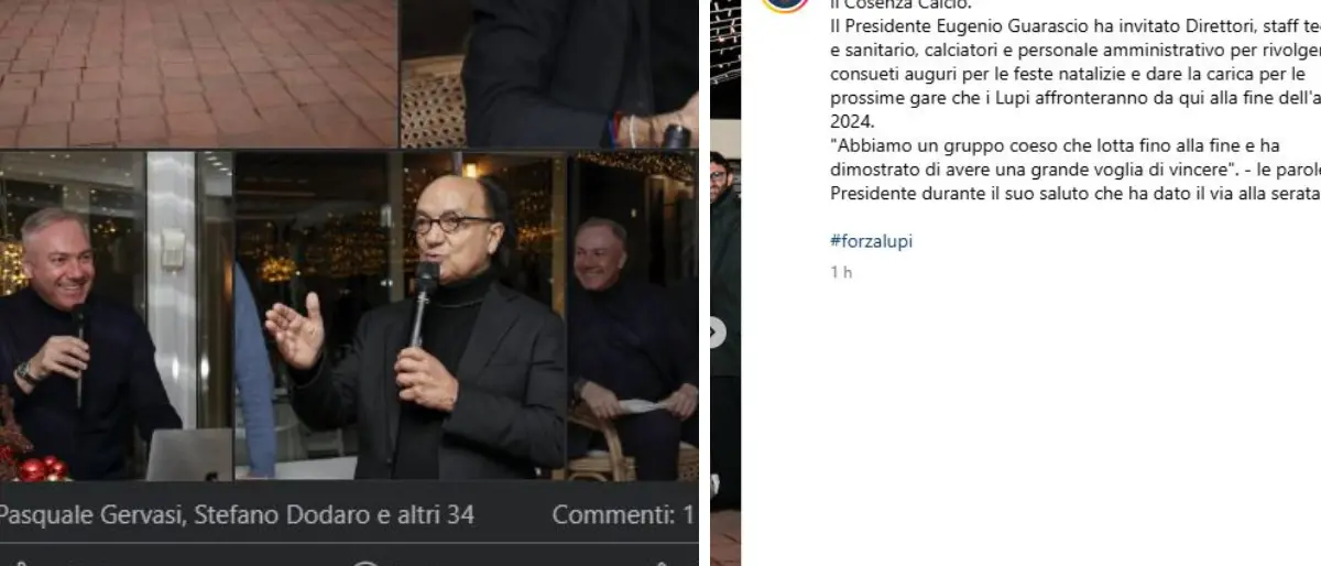 Cosenza Calcio, la società chiude i commenti sui post della Festa di Natale