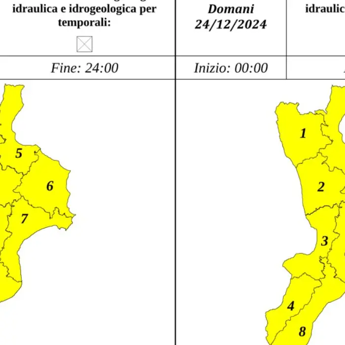 Allerta gialla in provincia di Cosenza, nevicate fino a 500 metri