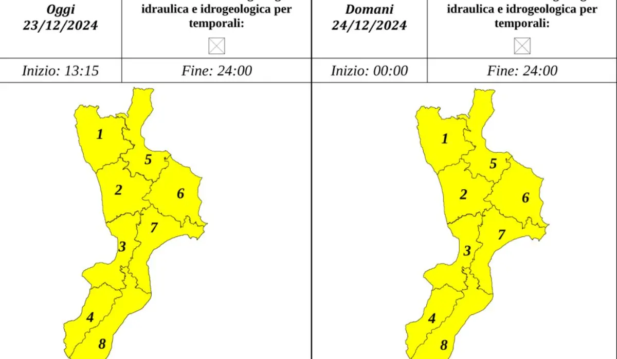 Allerta gialla in provincia di Cosenza, nevicate fino a 500 metri