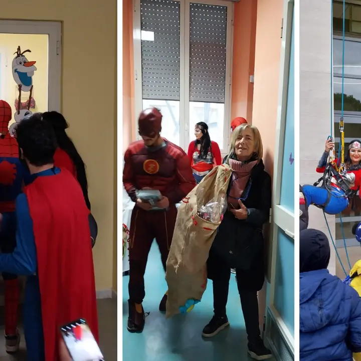 Arrivano i supereroi all'Annunziata per far visita ai piccoli pazienti di Pediatria