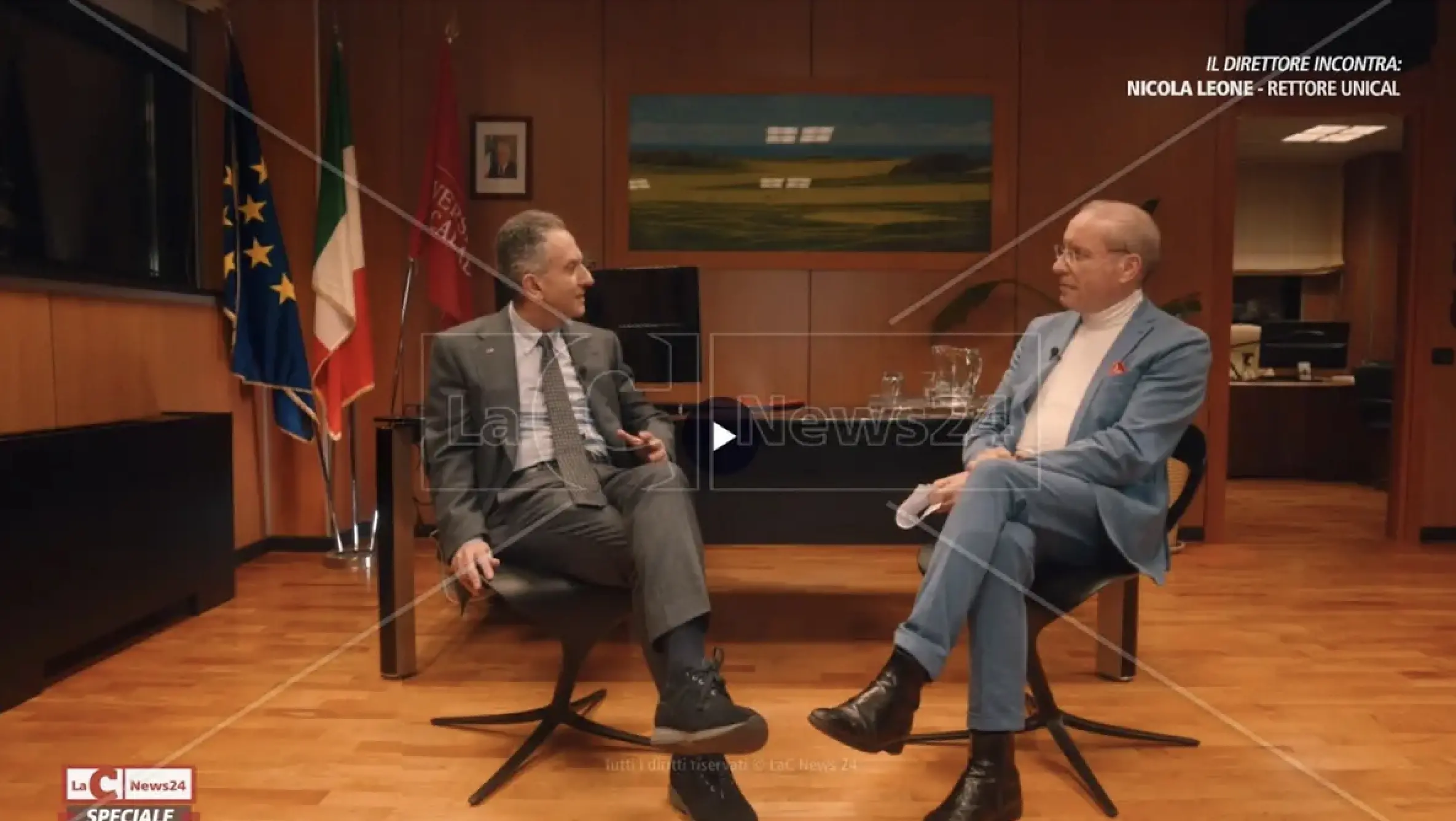 Calabrese dell'anno, il direttore di LaCNews Franco Laratta a tu per tu con il rettore Leone