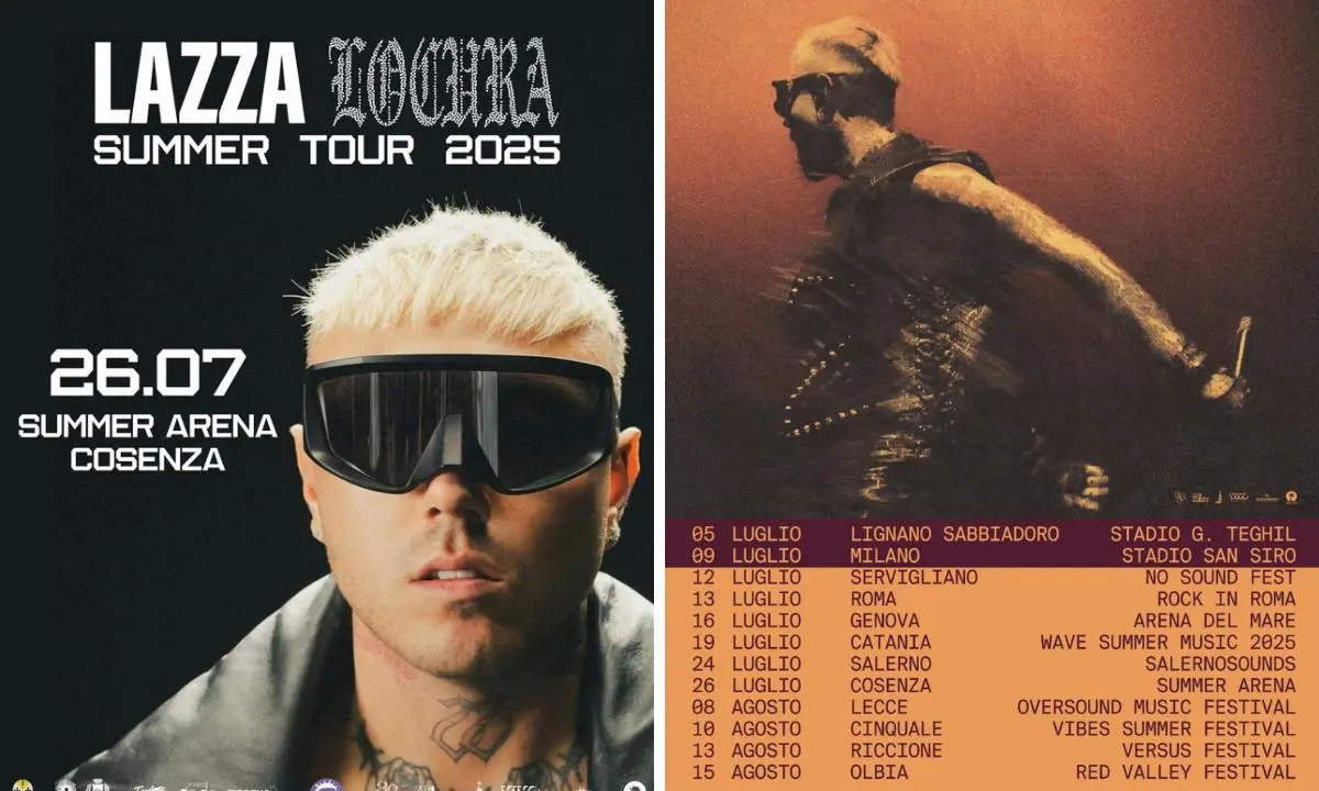 Lazza in tour a Cosenza il prossimo 26 luglio. Si esibirà alla Summer Arena