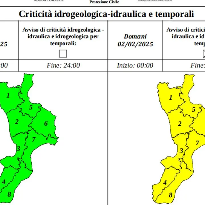 Allerta gialla in Calabria, temporali di forte intensità sulla coste joniche | MAPPA