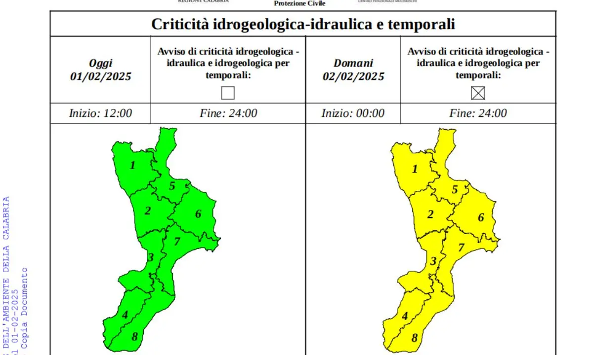 Allerta gialla in Calabria, temporali di forte intensità sulla coste joniche | MAPPA