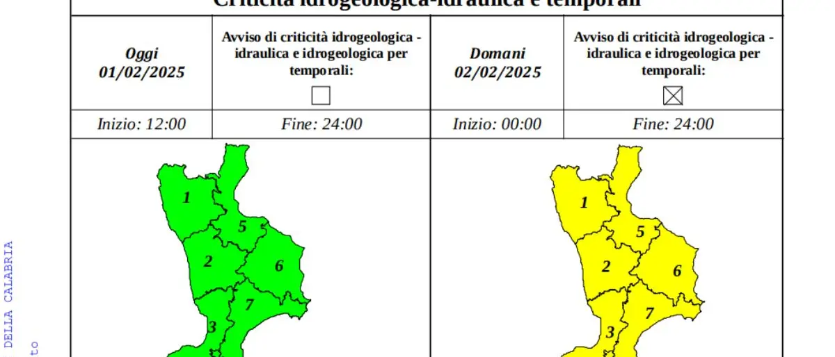 Allerta gialla in Calabria, temporali di forte intensità sulla coste joniche | MAPPA