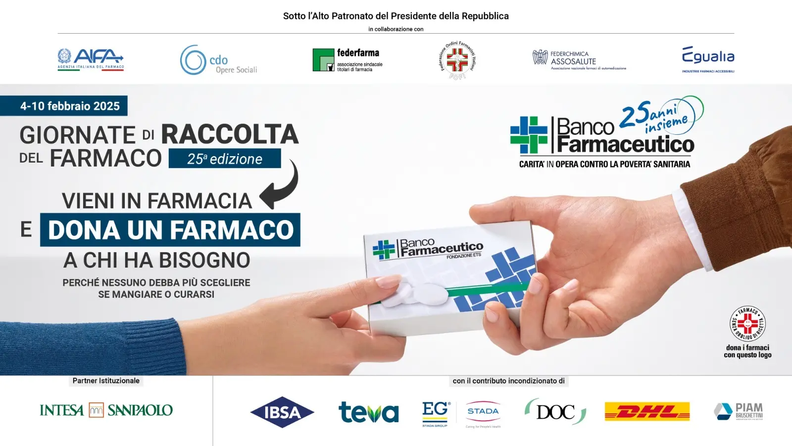 Tornano le giornate di raccolta del farmaco: un aiuto concreto per 436mila indigenti