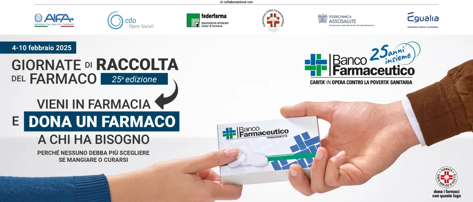 Tornano le giornate di raccolta del farmaco: un aiuto concreto per 436mila indigenti